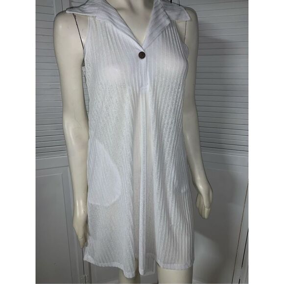 J Valdi Beachwear White Sleeveless Mini Dress Small - Picture 1 of 9